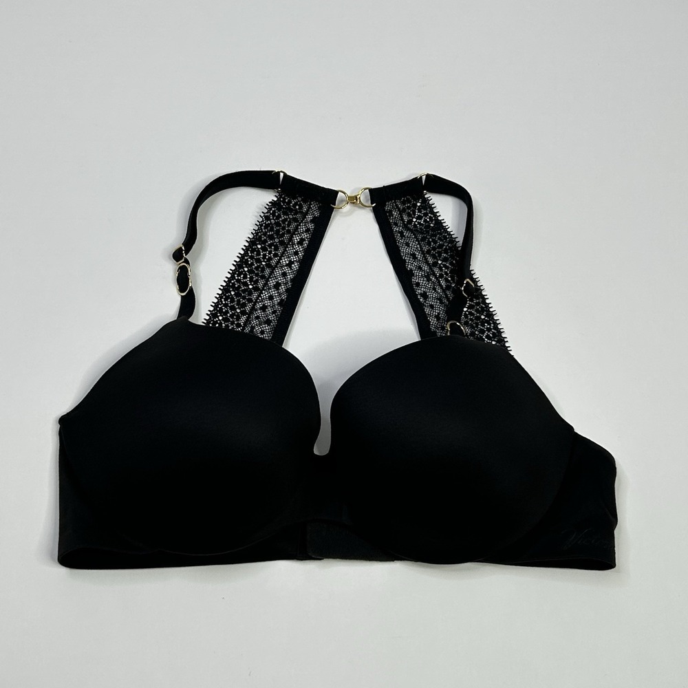 Victoria's Secret Incredible Lined Demi Bra 32C Black Lace Convertible Straps - Picture 1 of 10